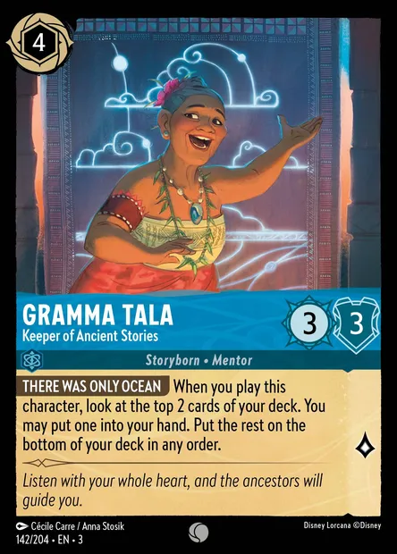 Gramma Tala - Keeper of Ancient Stories, Disney Lorcana card CH3-142 — Into the Inklands set