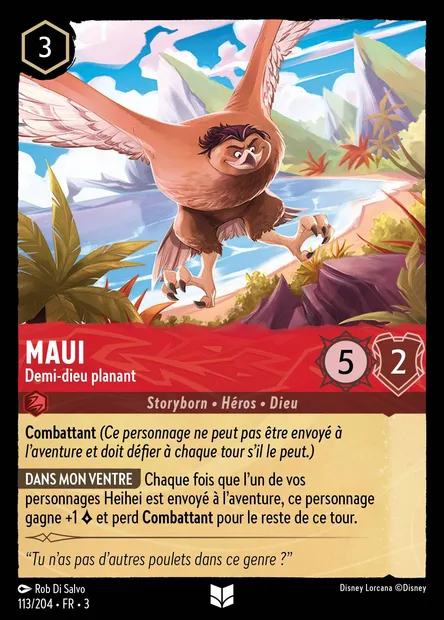Maui - Demi-dieu planant, carte Disney Lorcana CH3-113 — extension Les Terres d'Encres