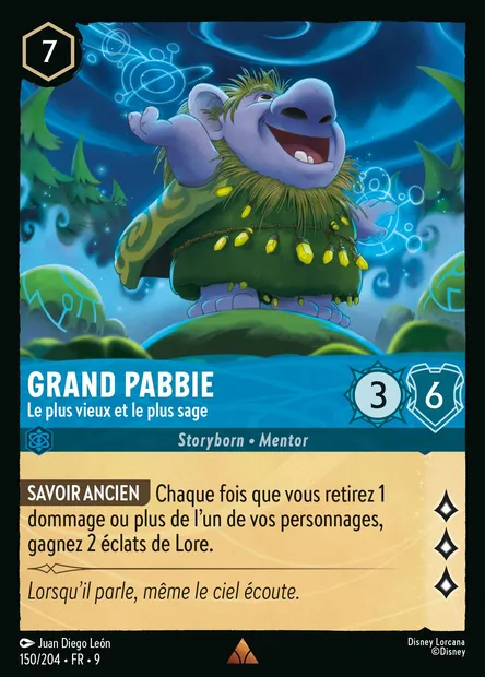 Grand Pabbie - Le plus vieux et le plus sage, carte Disney Lorcana CH9-150 — extension Fabuleux