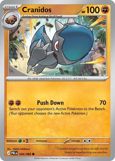 Cranidos, Pokémon card PBL 044 — Pitch Black set
