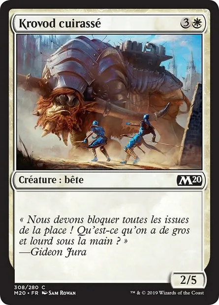 Krovod cuirassé, carte Magic M20 308 — extension Core Set 2020