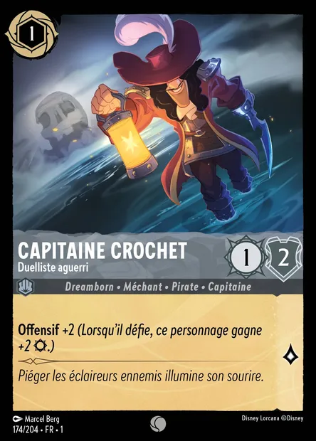 Capitaine Crochet - Duelliste aguerri, carte Disney Lorcana CH1-174 — extension Premier Chapitre