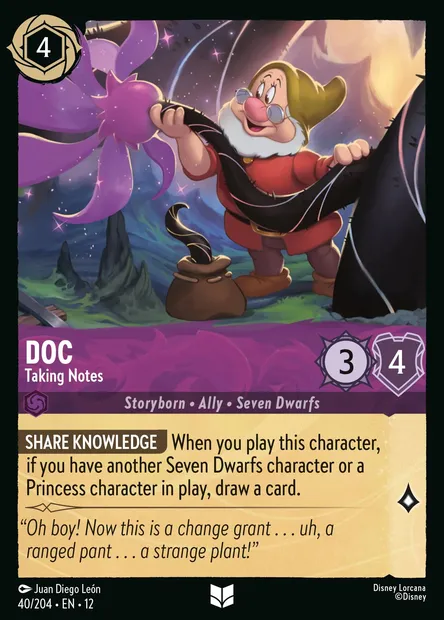 Doc - Taking Notes, Disney Lorcana card CH12-040 — Wilds Unknown set
