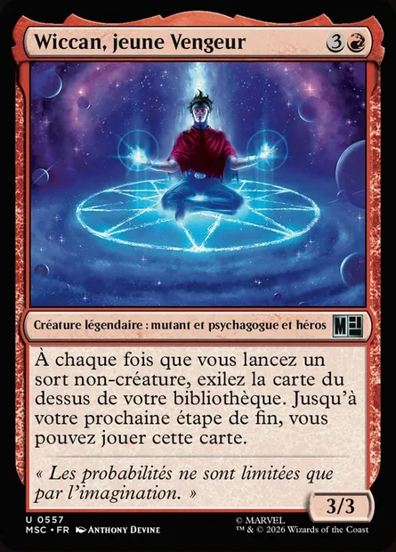 Wiccan, jeune Vengeur, carte Magic MSC 557 — extension Marvel Super Heroes Commander