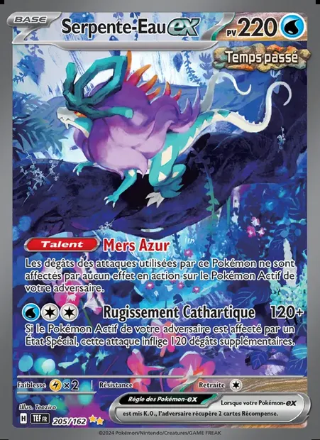 Serpente-Eau-ex, carte Pokémon TEF 205 — extension Forces Temporelles