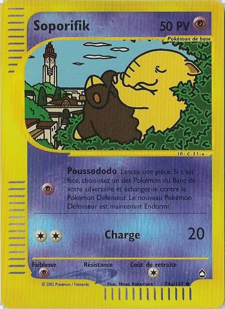 Soporifik, carte Pokémon AQ 74a — extension Aquapolis