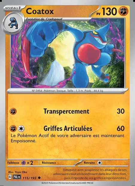 Coatox, carte Pokémon PAL 115 — extension Évolutions à Paldea
