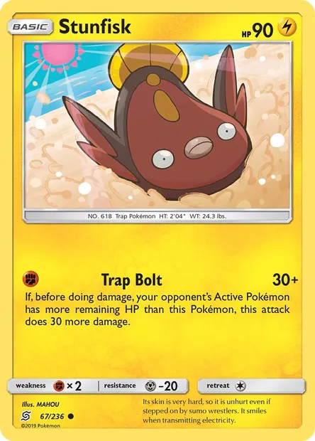 Stunfisk, Pokémon card UNM 67 — Unified Minds set