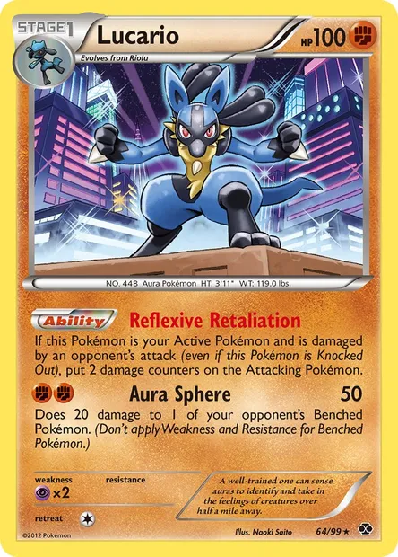 Lucario, Pokémon card NXD 64 — Next Destinies set