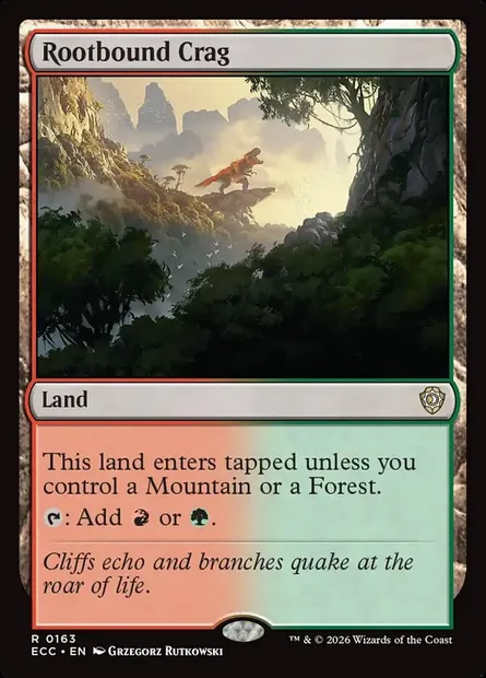 Rootbound Crag, Magic card ECC 163 — Lorwyn Eclipsed Commander set