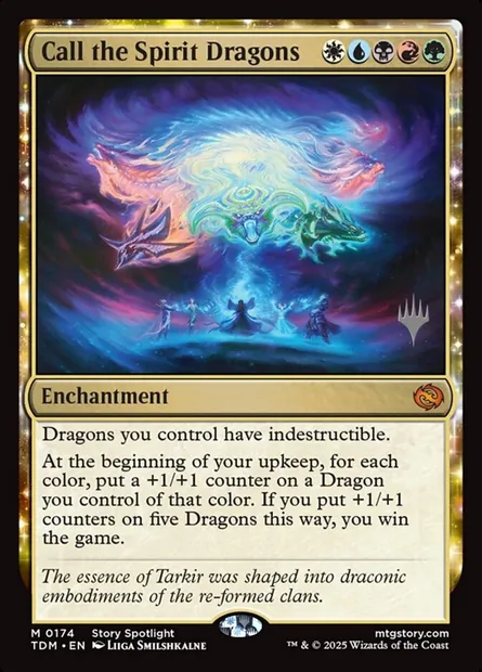 Call the Spirit Dragons, Magic card PTDM 174p — Tarkir: Dragonstorm Promos set