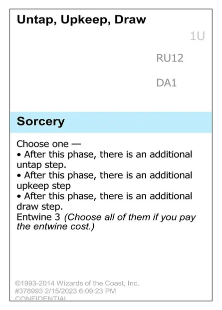 Untap, Upkeep, Draw, carte Magic UNK RU12 — extension Unknown Event