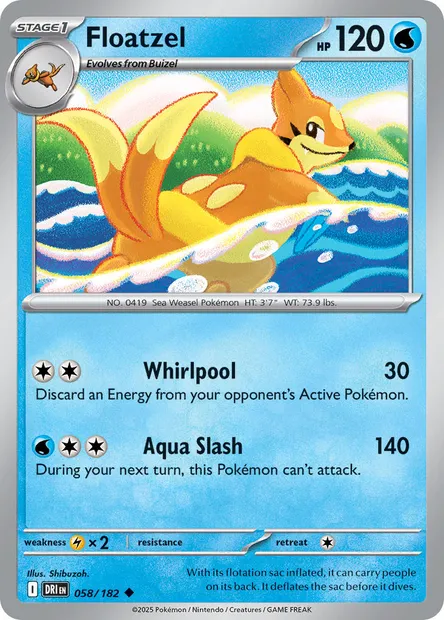 Floatzel, Pokémon card DRI 058 — Destined Rivals set