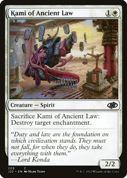 Kami of Ancient Law, Magic card J22 203 — Jumpstart 2022 set
