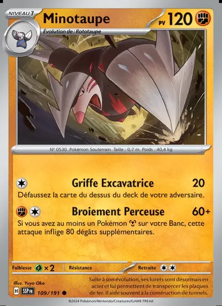 Minotaupe, carte Pokémon SSP 109 — extension Étincelles Déferlantes