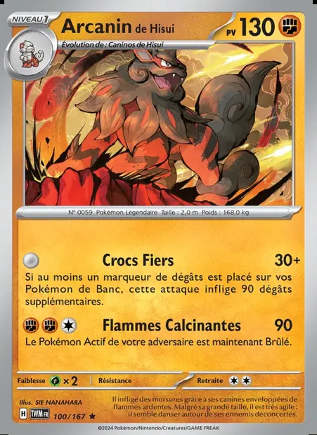 Arcanin de Hisui, carte Pokémon TWM 100 — extension Mascarade Crépusculaire