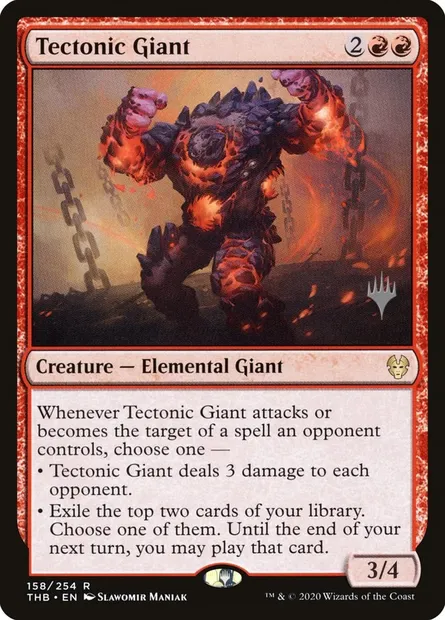 Géant tectonique, carte Magic PTHB 158p — extension Theros Beyond Death Promos