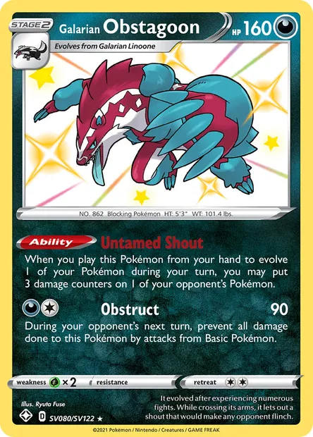 Galarian Obstagoon, Pokémon card SHF SV080 — Shining Fates set