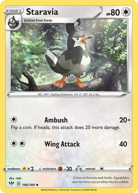 Staravia, Pokémon card DAA 146 — Darkness Ablaze set