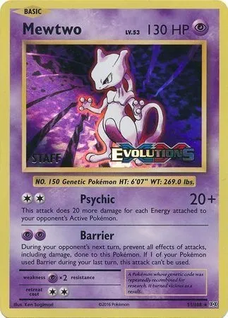 Mewtwo, Pokémon card PRE 051-2 — Prerelease Promos set