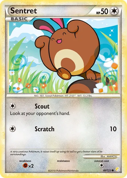 Sentret, Pokémon card HS 80 — HeartGold SoulSilver set