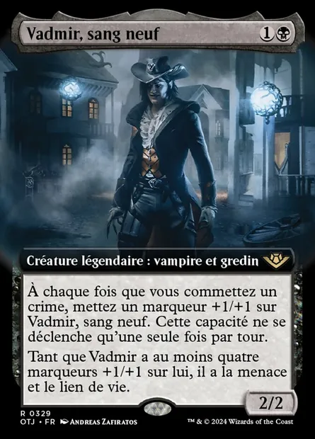 Vadmir, sang neuf, carte Magic OTJ 329 — extension Outlaws of Thunder Junction