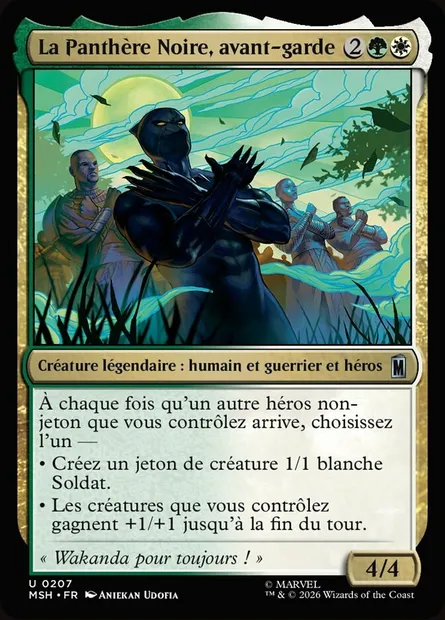 La Panthère Noire, avant-garde, carte Magic MSH 207 — extension Marvel Super Heroes