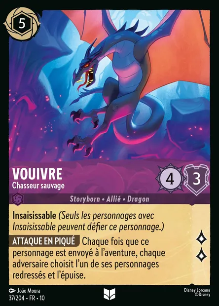 Vouivre - Chasseur sauvage, carte Disney Lorcana CH10-037 — extension Lueurs dans les Profondeurs