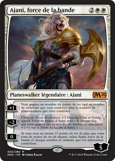 Ajani, force de la bande, carte Magic M20 2 — extension Core Set 2020