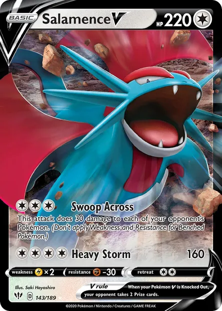 Salamence V, Pokémon card DAA 143 — Darkness Ablaze set
