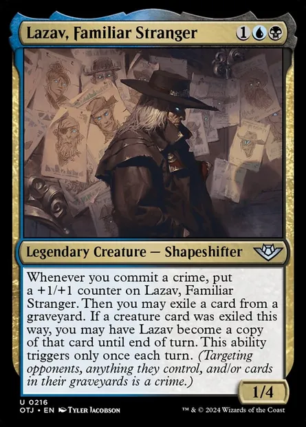 Lazav, Familiar Stranger, Magic card OTJ 216 — Outlaws of Thunder Junction set