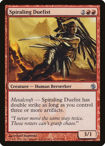 Spiraling Duelist, Magic card MBS 76 — Mirrodin Besieged set