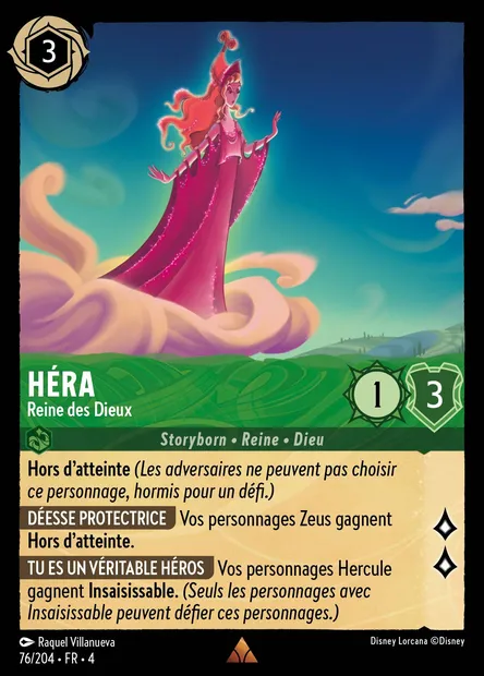 Héra - Reine des Dieux, carte Disney Lorcana CH4-076 — extension Le Retour d'Ursula