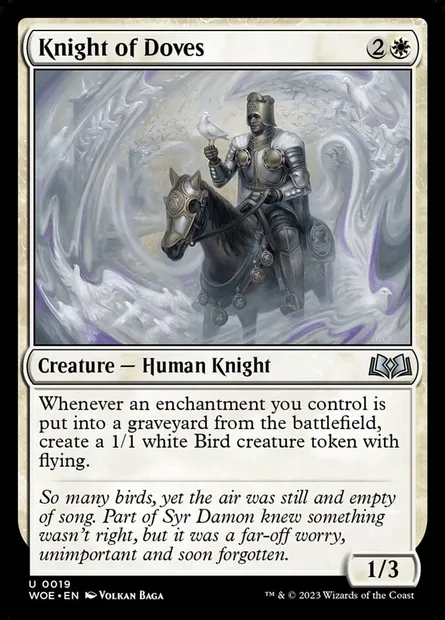 Knight of Doves, Magic card WOE 19 — Wilds of Eldraine set