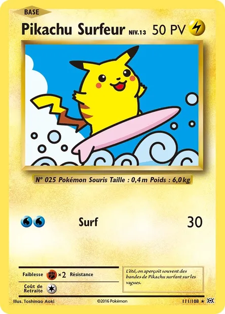 Pikachu Surfeur, carte Pokémon EVO 111 — extension Évolutions