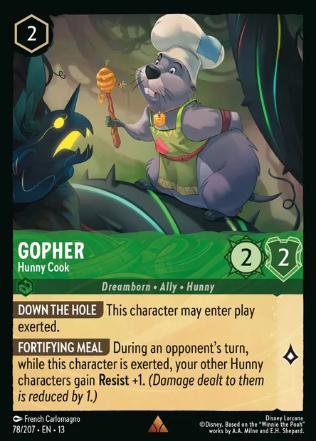 Gopher - Hunny Cook, Disney Lorcana card CH13-078 — Attack of the Vine! set