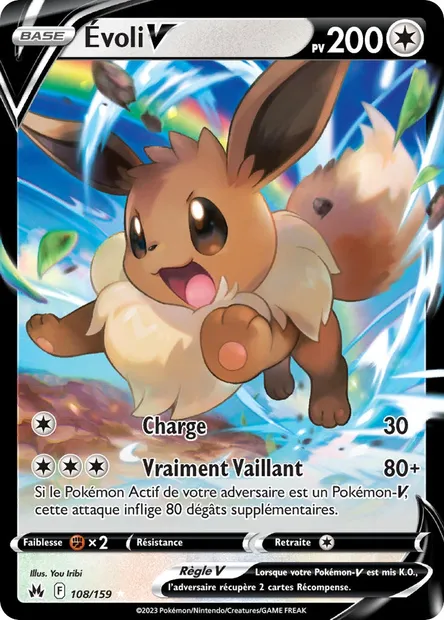Évoli V, carte Pokémon CRZ 108 — extension Zénith Suprême
