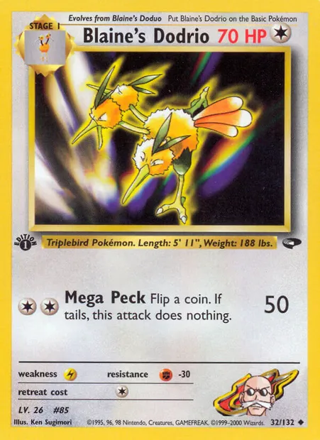 Blaine's Dodrio, Pokémon card GC 32 — Gym Challenge set
