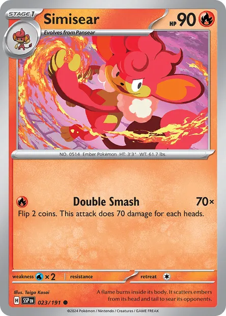 Simisear, Pokémon card SSP 023 — Surging Sparks set