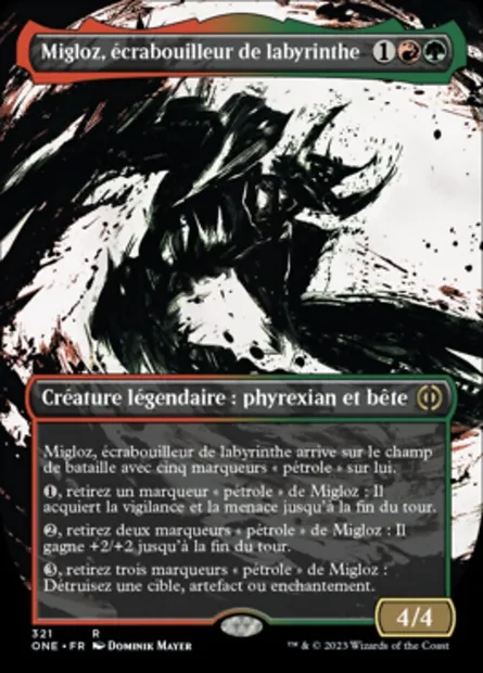 Migloz, écrabouilleur de labyrinthe, carte Magic ONE 321 — extension Tous Phyrexians