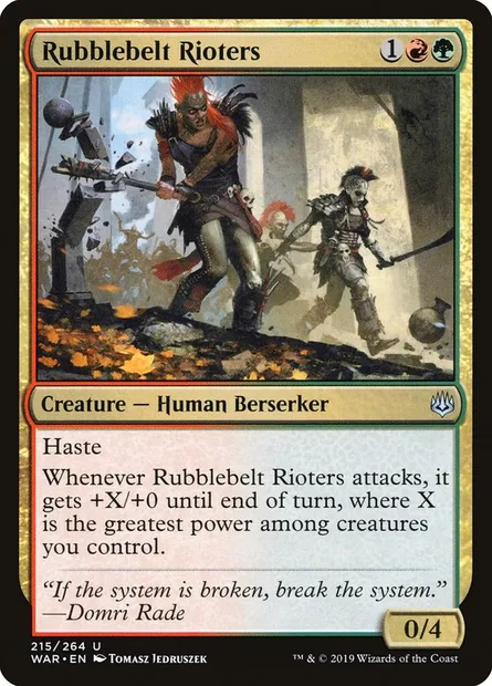 Rubblebelt Rioters, Magic card WAR 215 — War of the Spark set