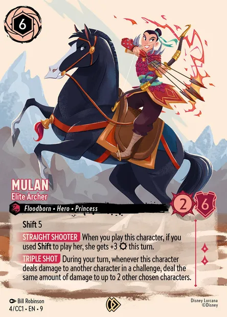 Mulan - Elite Archer, Disney Lorcana card CC1-004 — Curator's Collection: Heroines Edition set