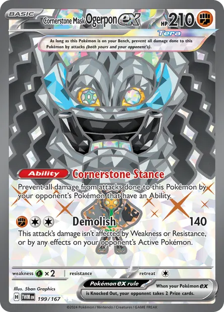 Cornerstone Mask Ogerpon ex, Pokémon card TWM 199 — Twilight Masquerade set