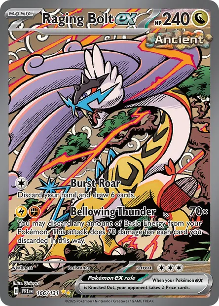 Raging Bolt ex, Pokémon card PRE 166 — Prismatic Evolutions set