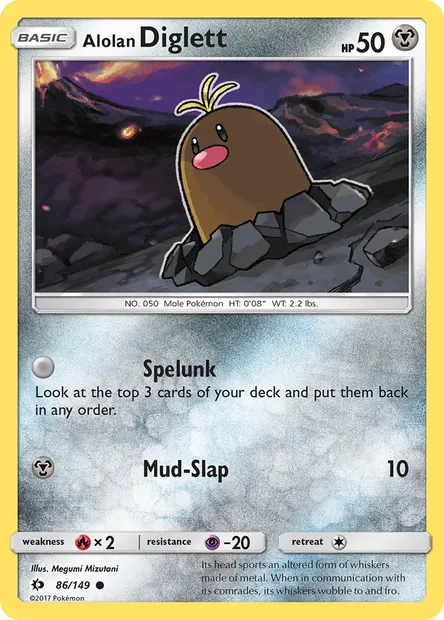Alolan Diglett, Pokémon card SUM 86 — Sun & Moon set