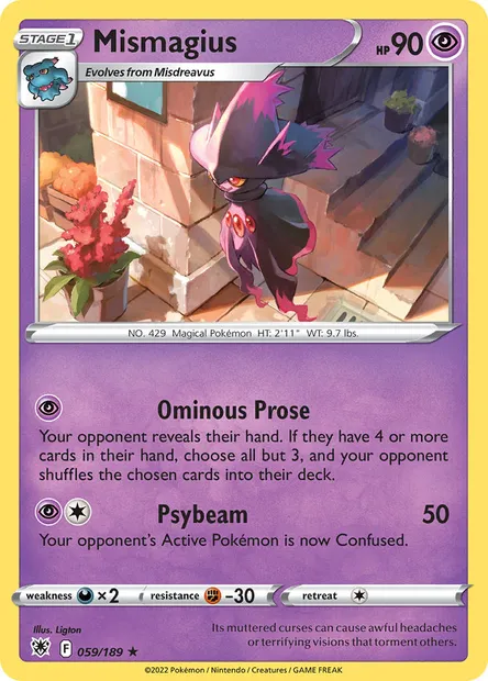 Mismagius, Pokémon card ASR 059 — Astral Radiance set