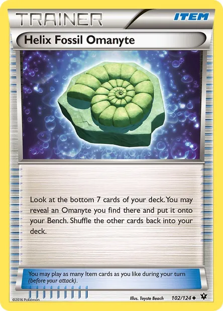 Helix Fossil Omanyte, Pokémon card FCO 102 — Fates Collide set