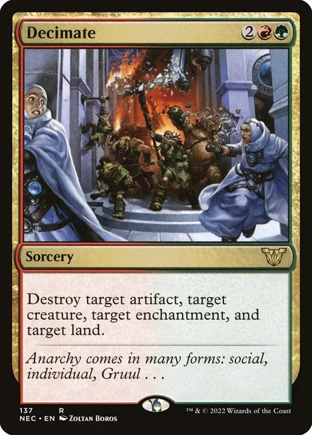 Decimate, Magic card NEC 137 — Neon Dynasty Commander set