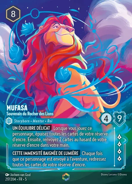 Mufasa - Souverain du Rocher des Lions, carte Disney Lorcana CH5-217 — extension Ciel Scintillant