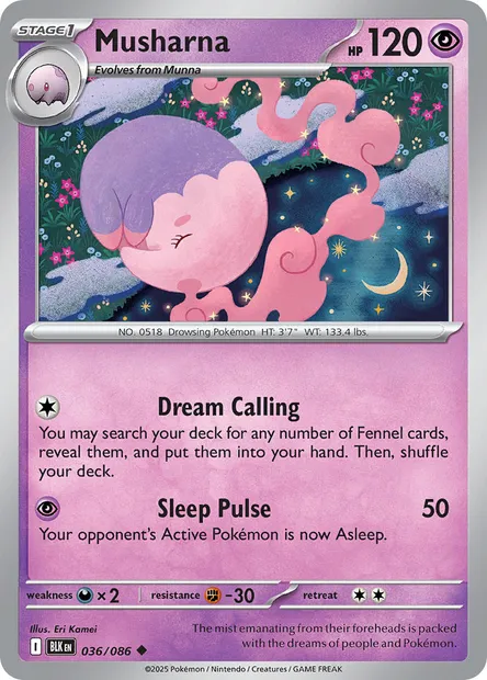 Musharna, Pokémon card BLK 036 — Black Bolt set